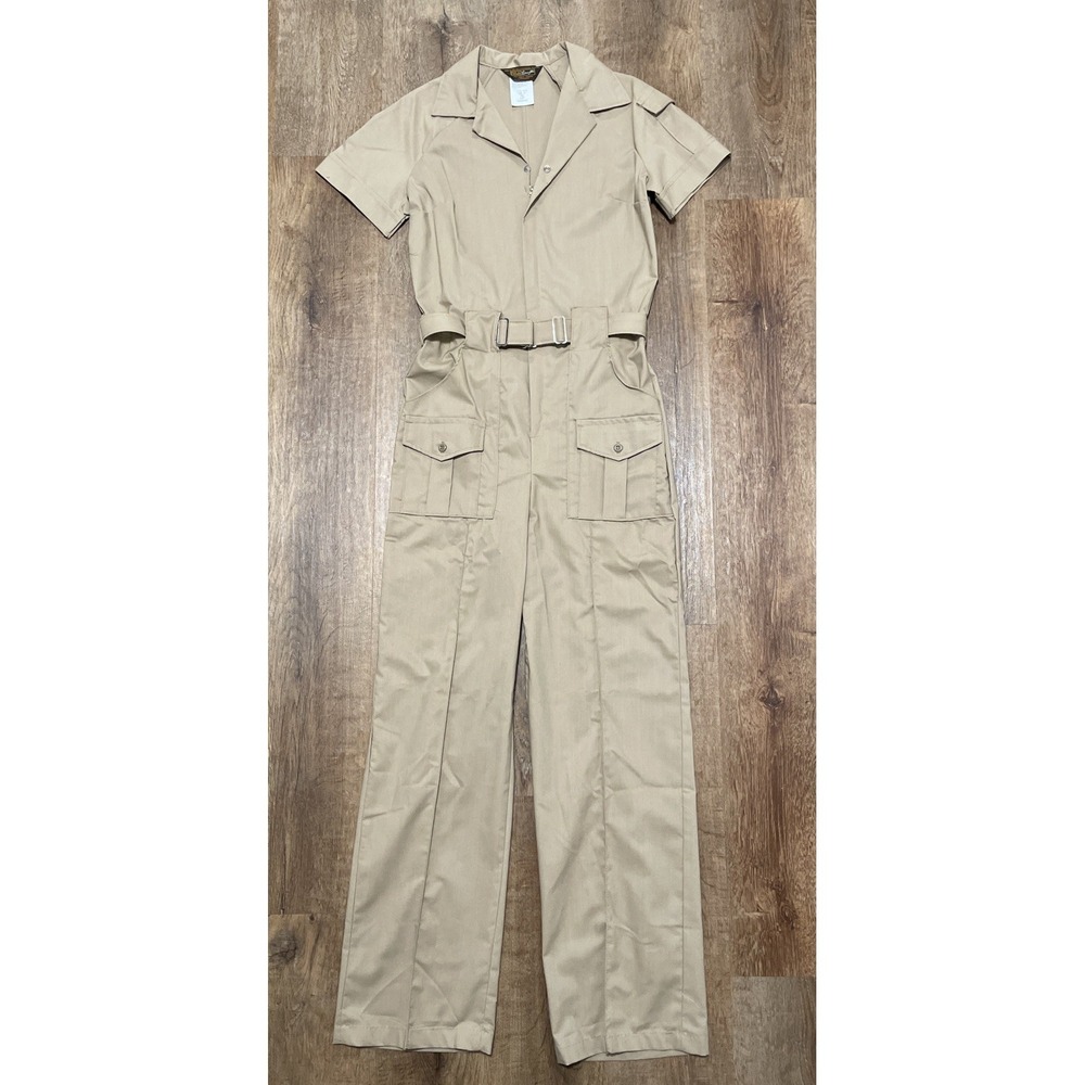 Walls LeisureAlls Women's 12 TALL Khaki Jump Suit Vintage Made In USA 70s